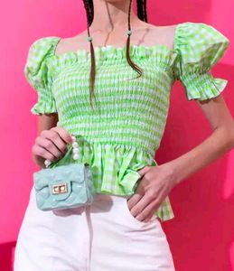 Gingham Peplum Top