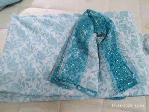 Georgette Saree With Net Sequence Work