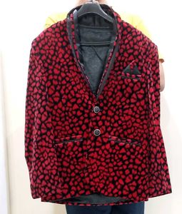 Red & Black Patterned Velvet Blazer