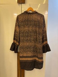 Snakeskin Print Tie-Waist Top