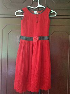 Pretty Red Frock With Beautiful Chikenkari Work