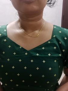 New Green Pattupavada With Golden Print
