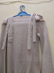 Ribbed Tie Shoulder Top