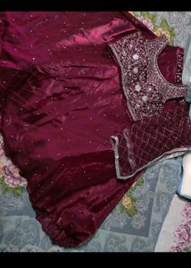 Burgundy Embellished Lehenga Set