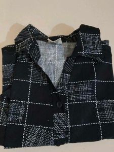 Blue & White Plaid Button-Down Top