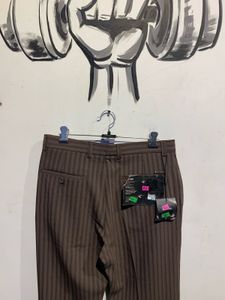 Striped Brown Casual Trousers