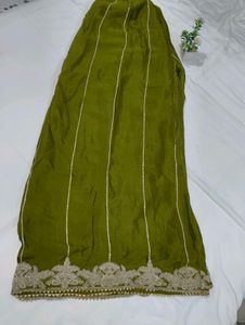 Olive Green Embroidered Pakistani Suit