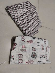 Warli Print Dress Material Suit White