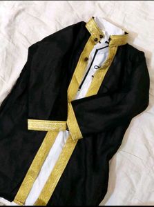 Long Kurta With Black Jacket/Emirati Thobe Set
