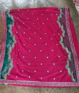 Pink Embellished Saree