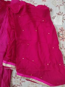 Hot Pink Embroidered Bridal Kurta Set