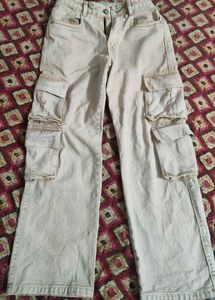 Beige Cargo Jeans