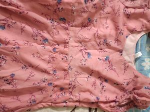 New Pink Floral Maxi Dress With Puff Sleeves