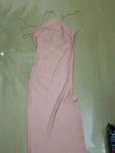 Peach Colour Silk Backless Dress.