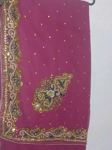 Elegant Pink Embroidered Saree