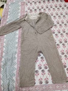 Beige Long Sleeve Jumpsuit