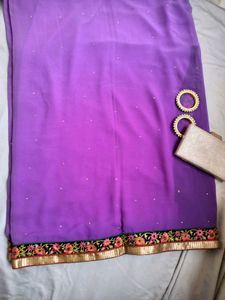 Elegant Purple Embroidered Saree