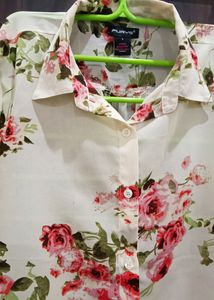 Light Beige Colour Floral Print Shirt For Girls