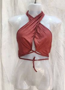 221611. Cute Rust Halter Top