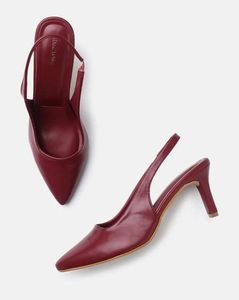 Sling Back Dark Red Pumps