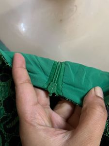 Green Lace Bow Dress