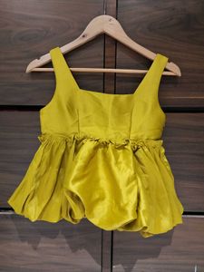 Yellow Ruffle Hem Tank