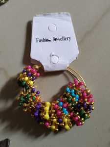 Beaded Colorful Necklace and Earrings