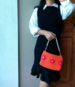 Crochet Clutch with Floral Detail