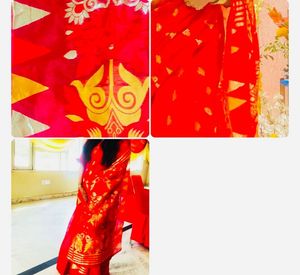 Elegant Red &amp; Gold Saree