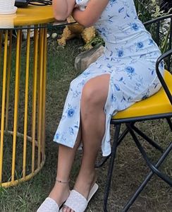 Classic White Flower Print Dress