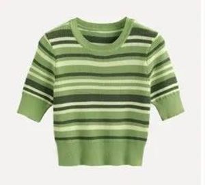 Green Striped Knit Top