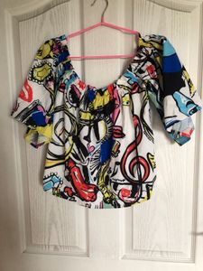 Unique Print Off Shoulder Top