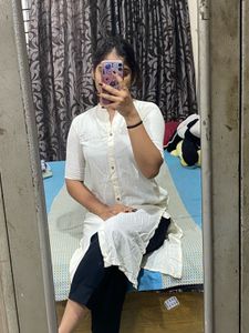 white kurta with pocket