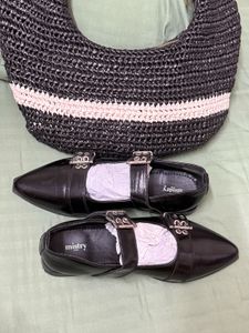 Mistry BUCKLED BALLET FLATS IN Black