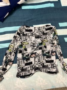 Graphic Print Ruched Top