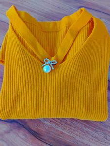 Mustard Yellow Woollen Top For Women