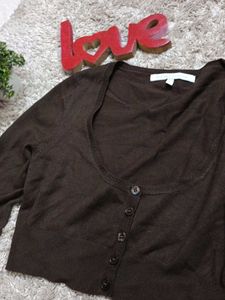 Brown Button-Down Cardigan
