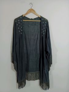 Women Black Long Shrug | Bust Free Size | Length 3