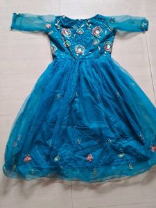 Elegant Blue Embroidered Dress