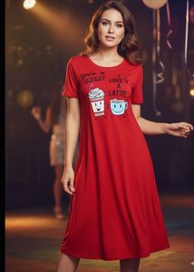 Red 'Latte' Graphic Dress