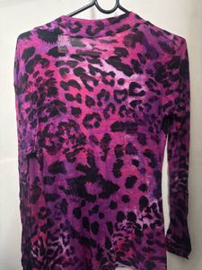 Bold Purple Leopard Print Duster Cardigan – Sheer