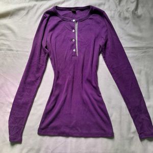 Purple Slim Fit Full Sleeve Top