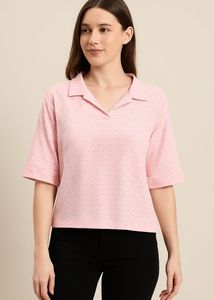 Pink Eyelet Knit Top