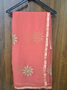 Party Wear Light Weight Saree With Gota Border