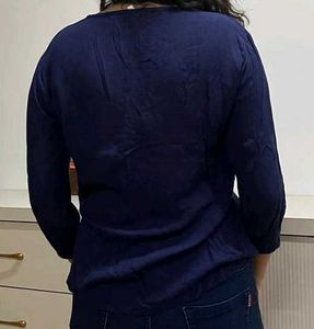 Navy Blue Embroidered Kurti Top
