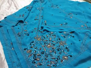 Blue Plain Designer Saree (Women)
