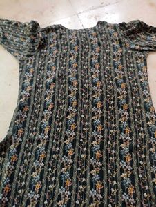Floral Striped Dress - Puff Sleeves