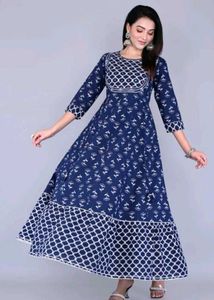 Navy &amp; White Printed Maxi Dress