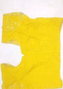 Beautiful Lemon Yellow Saree With White Stone Work