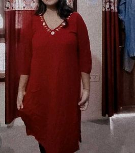 Red Embroidered Dress